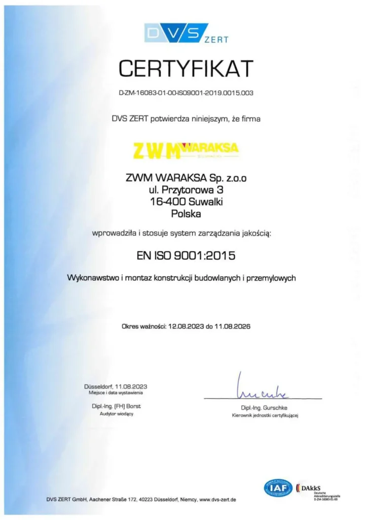 Certyfikat ISO 9001 wersja polska